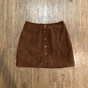 Reformation curated vintage brown suede button up mini skirt